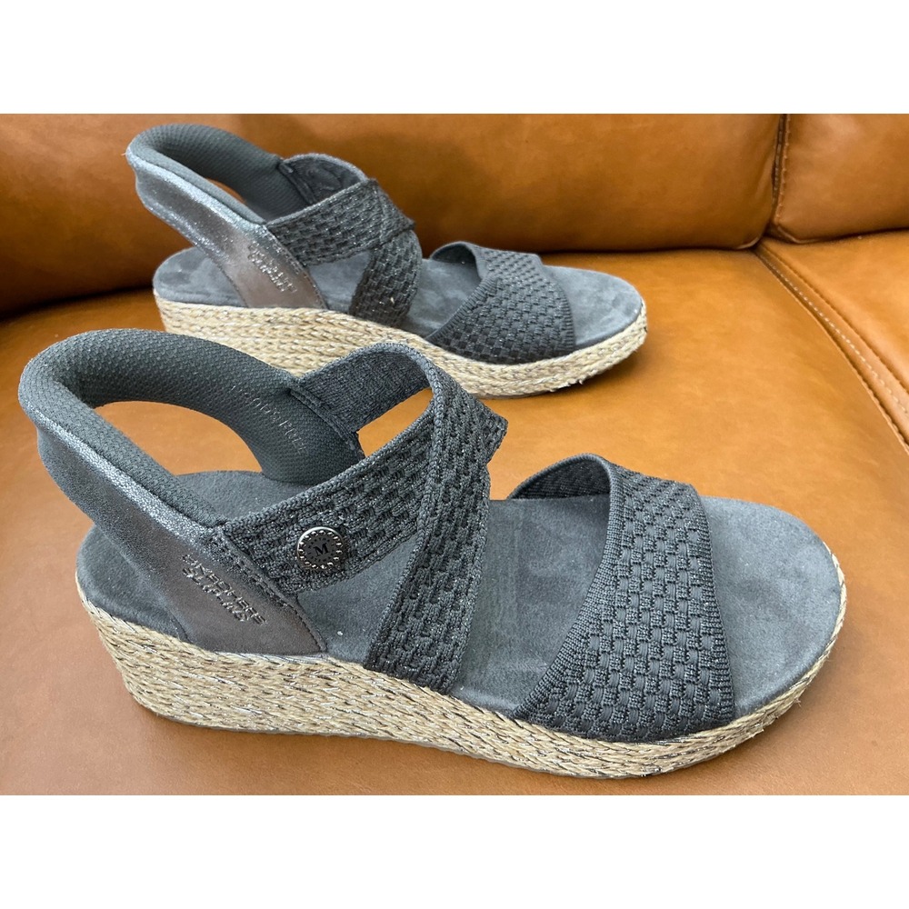 Skechers Martha Stewart Sandals Womens 7 Gray Woven Espadrille Wedge